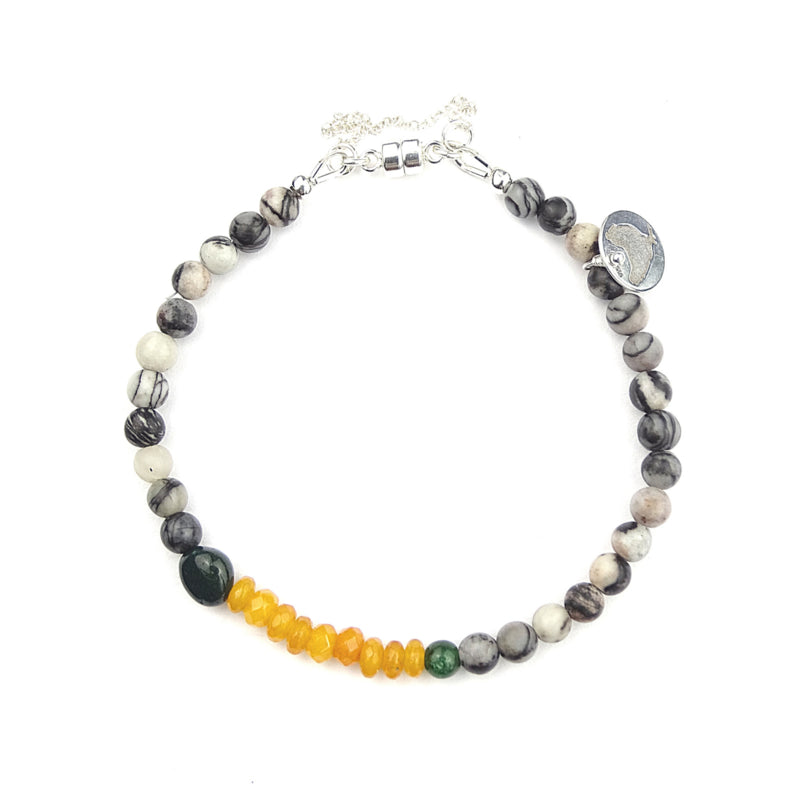 Armband Shabby Spirit, met zebra jaspis, agaat
