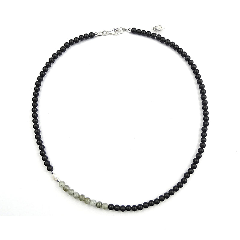 Ketting Fancy, onyx, parel en labradoriet