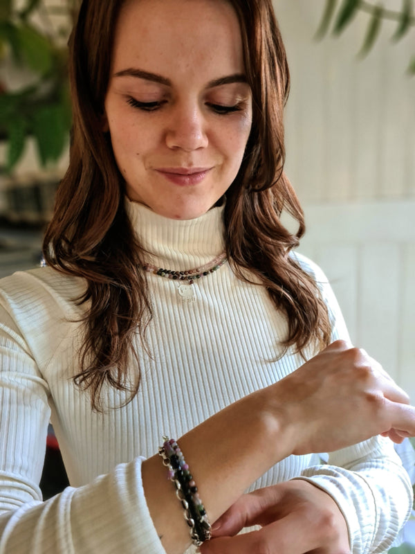 Armband Confidence, toermalijn, labradoriet