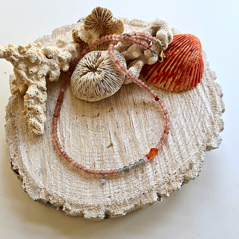 Ketting Evening Dusk, agaat en labradoriet