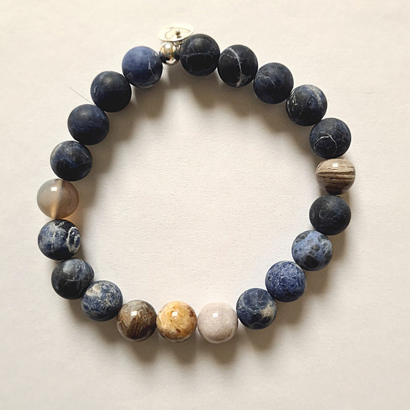 Unisex armband Blue Moon, sodaliet, agaat