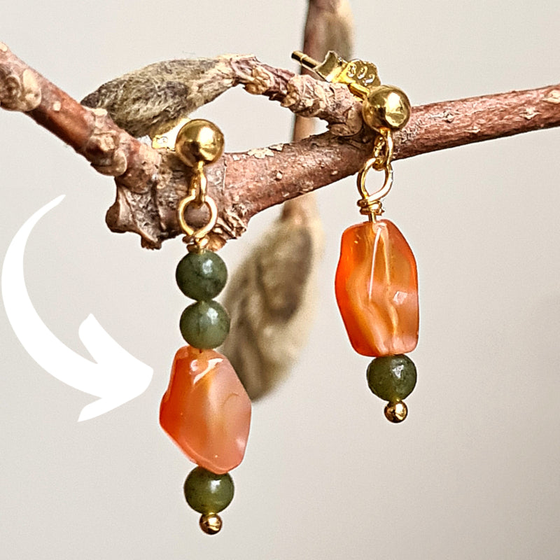 1 Oorbel Golden Gypsy Girl, carneool en jaspis
