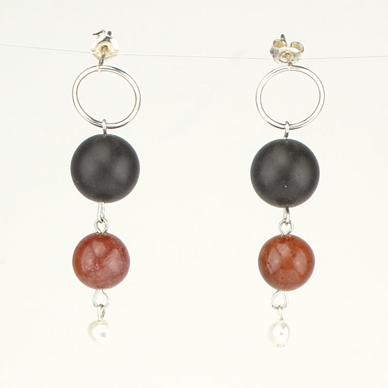 Oorknopjes Amazing, onyx en parel