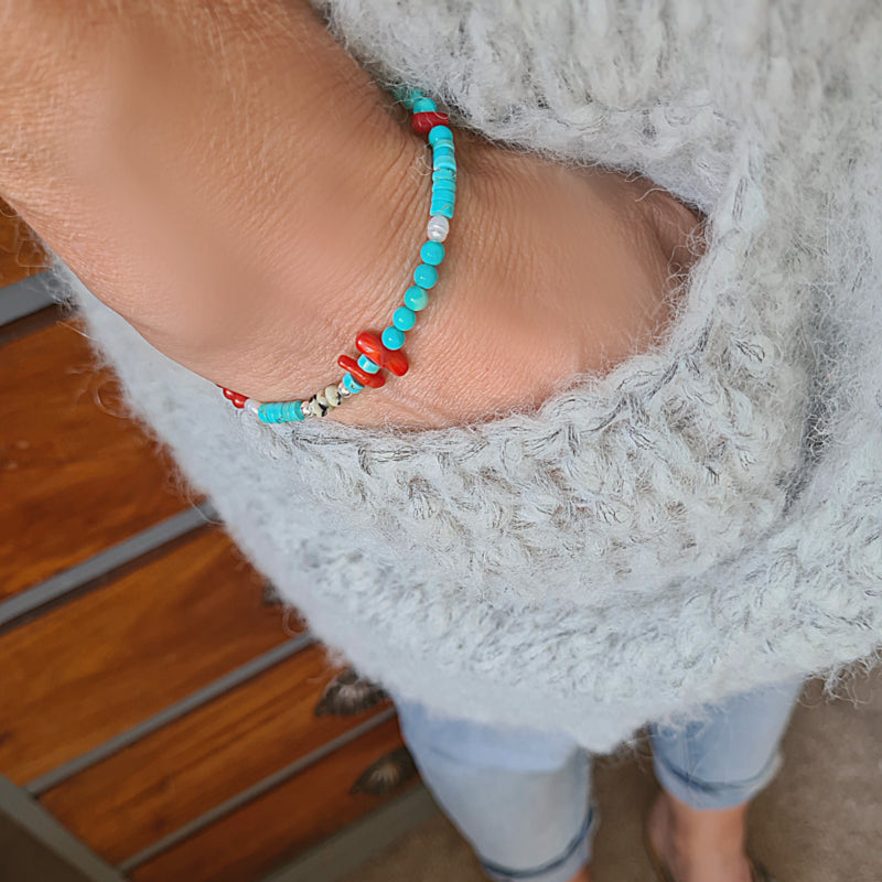 Armband Awakening, magnesiet, parel, koraal