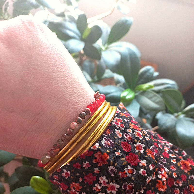Armband Evening Sun, jade, luipaard jaspis