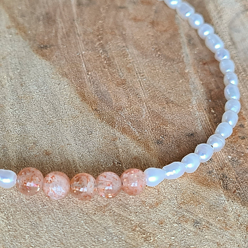 Ketting Sunny Pearl, parel, zonnesteen
