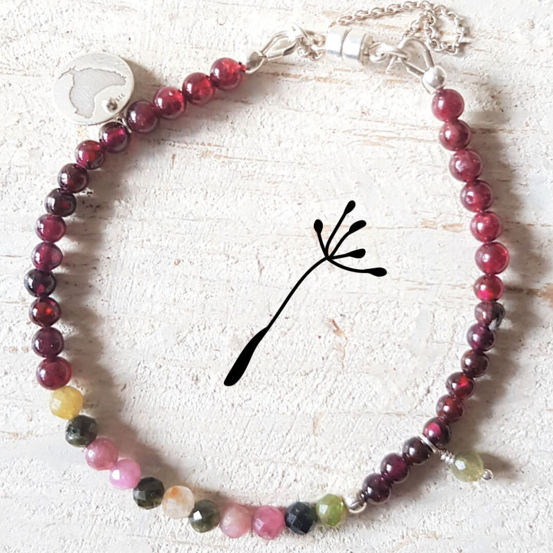 Armband Hannah, granaat en toermalijn
