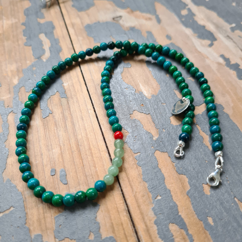 Ketting Green Wishes, aventurijn, koraal, chrysocolla