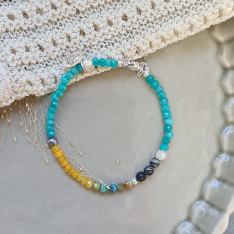 Armband Pearl Ocean, jade, parel en chrysocolla