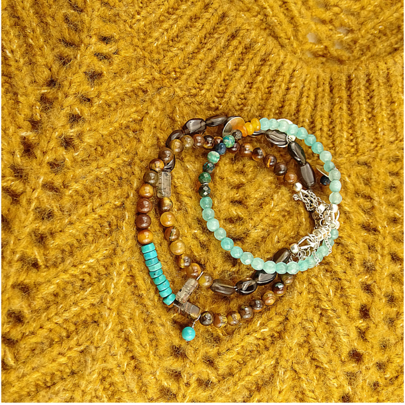 Armband Ocean View, agaat en chrysocolla