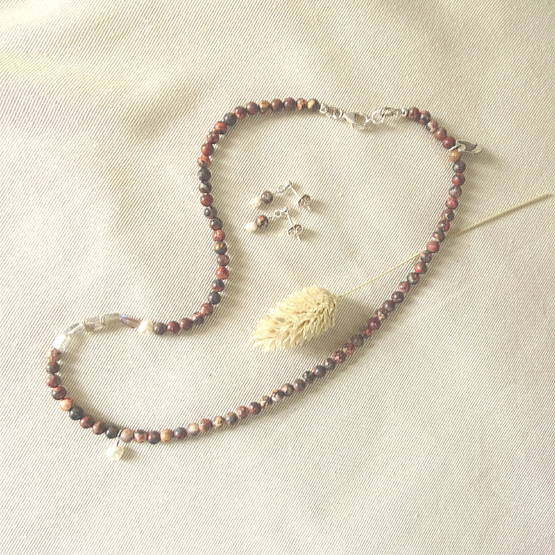 Ketting Pink Leopard, met jaspis en parel
