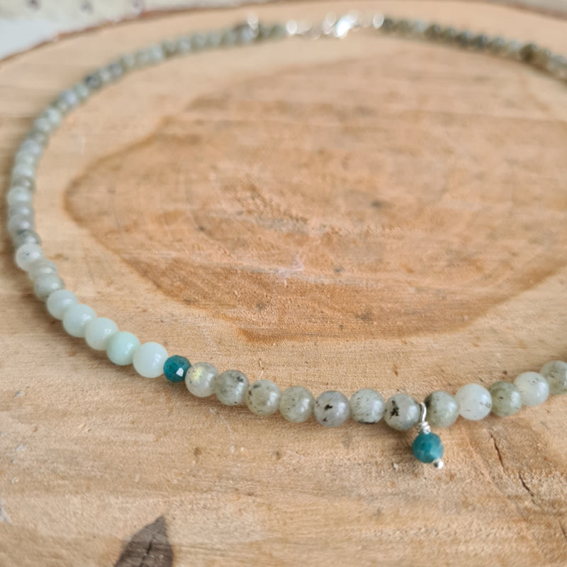 Ketting Sky, labradoriet en amazoniet
