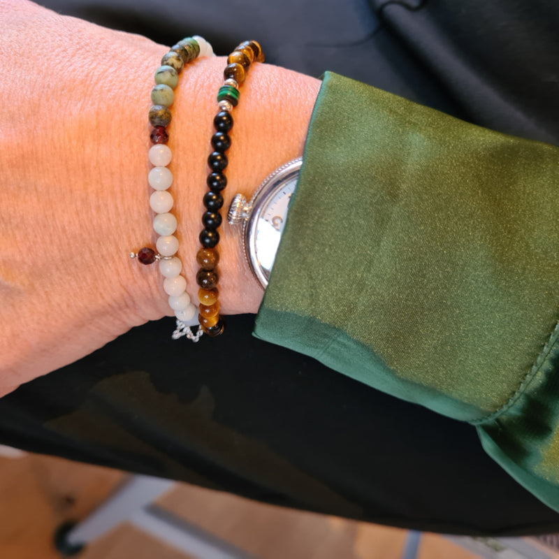 Armband Wishful, amazoniet en granaat