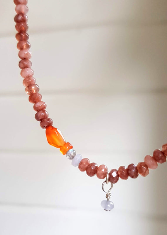 Ketting Evening Dusk, agaat en labradoriet