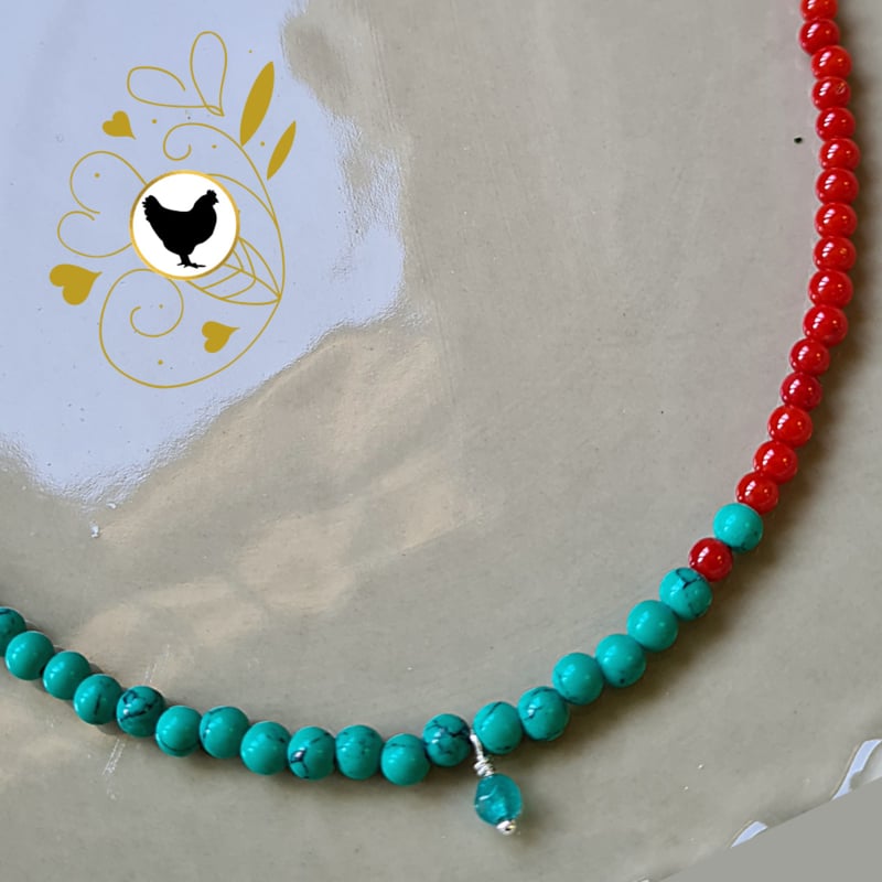 Ketting Wide View, turquoise magnesiet, jade en koraal