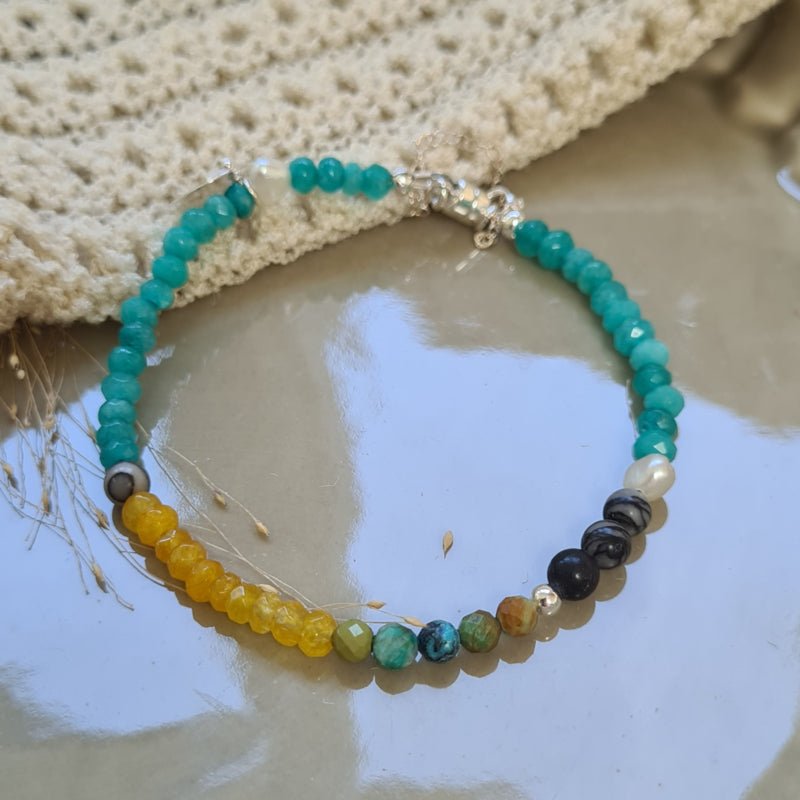 Armband Pearl Ocean, jade, parel en chrysocolla
