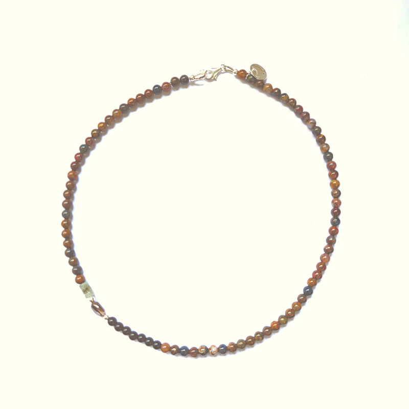 Ketting Soft Rocks, pietersiet, onyx en labradoriet