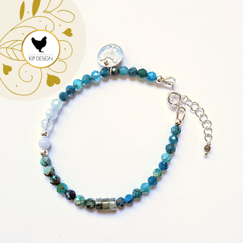 Armband Aquarius, aquamarijn, labradoriet en apatiet