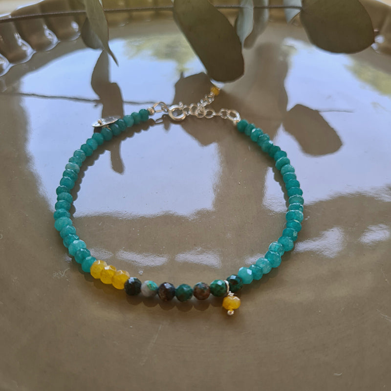 Enkelbandje Ocean View, agaat en chrysocolla