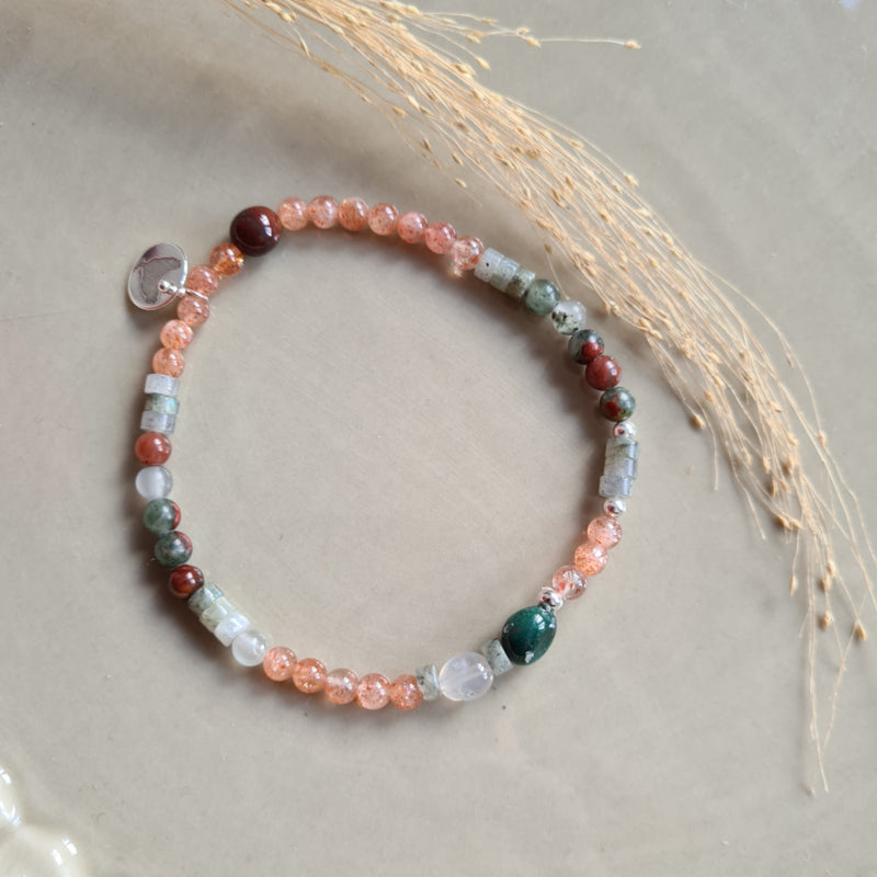 Armband Sunfield, zonnesteen, labradoriet, heliotroop