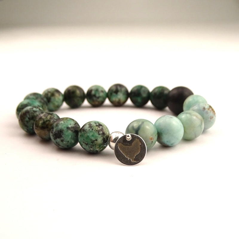 Unisex armband Hidden Ferns, afrikaans turquoise, agaat, onyx