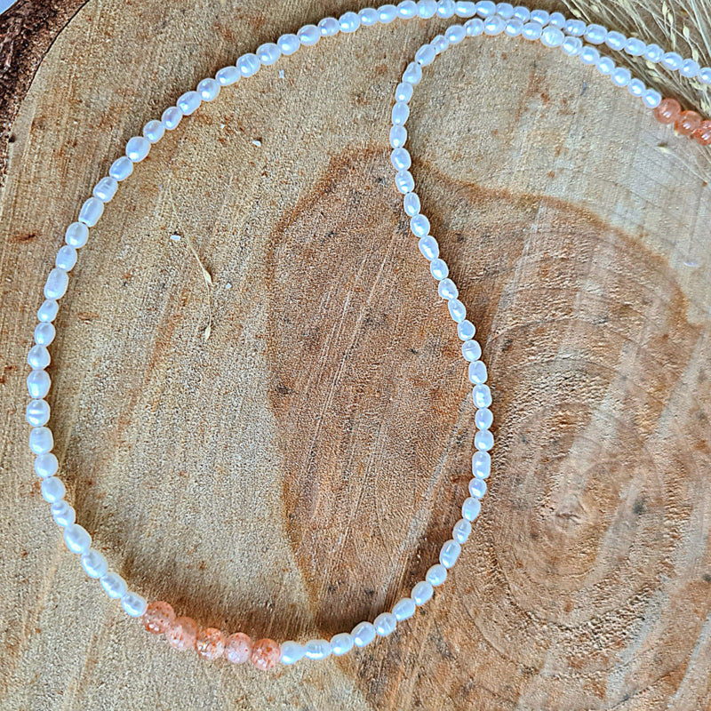 Ketting Sunny Pearl, parel, zonnesteen