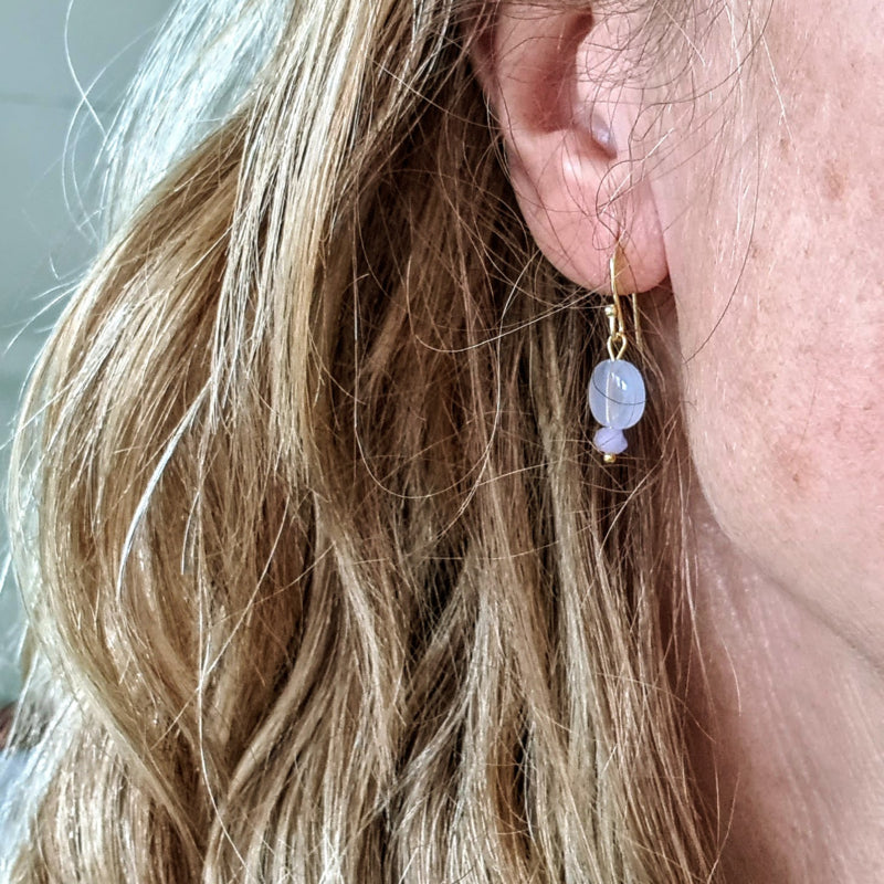 Oorbellen Honesty, blue lace agaat, lila jade