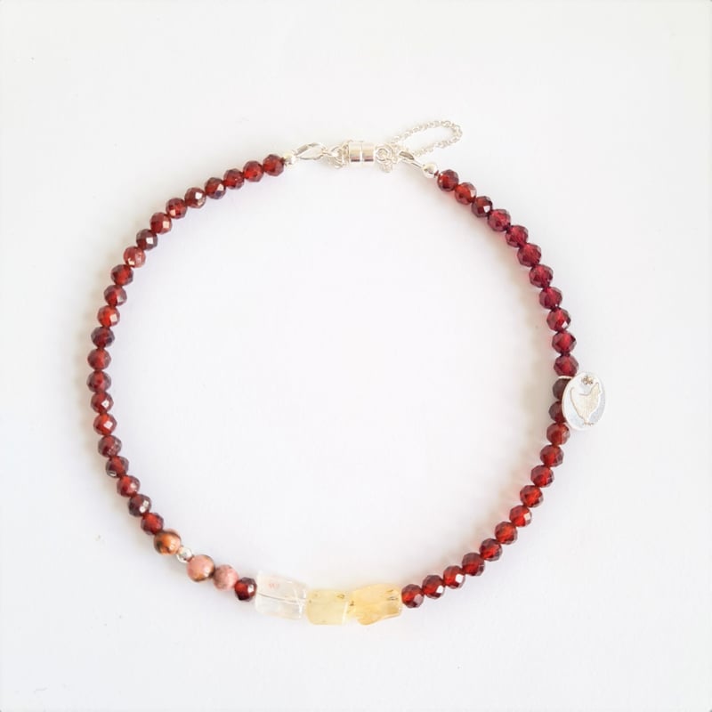 Armband Jazzy Chance, granaat, citrien en rhodoniet