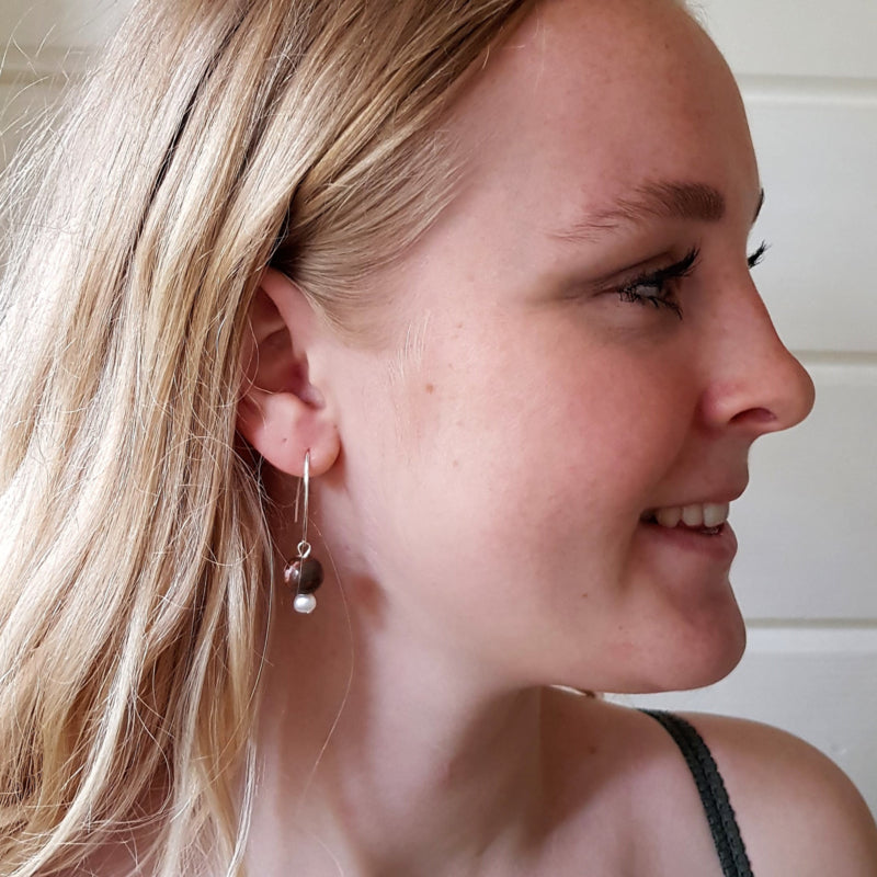 Oorbellen Marbles, jaspis en parel