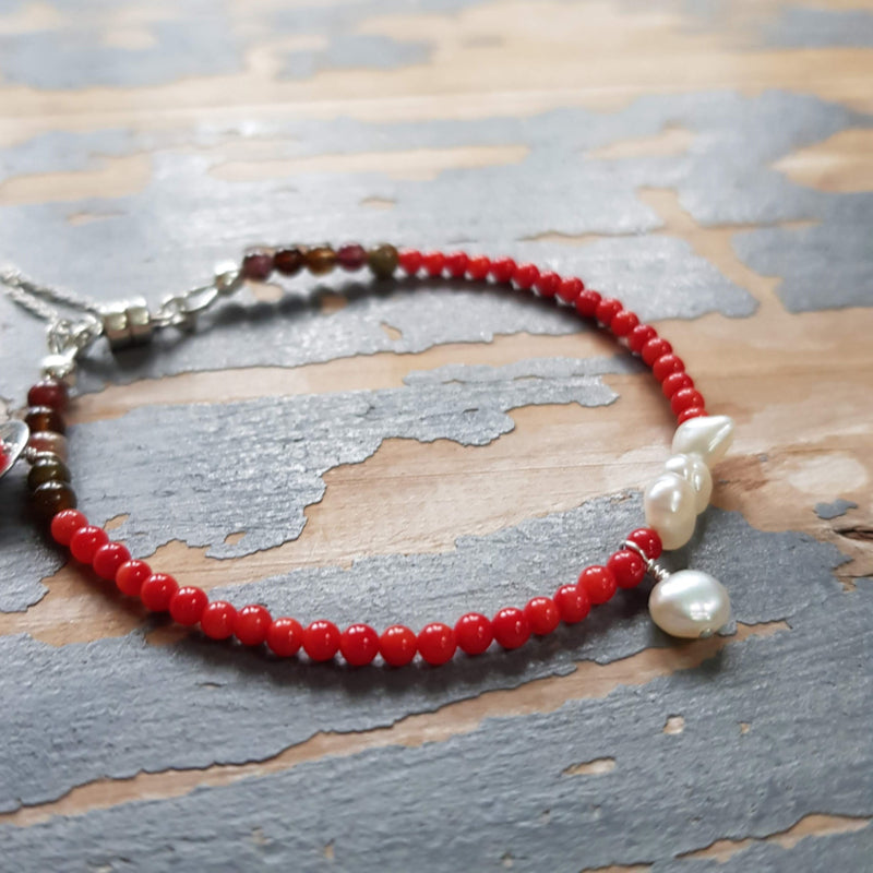Set: Armband & Ketting Grace, parel en koraal