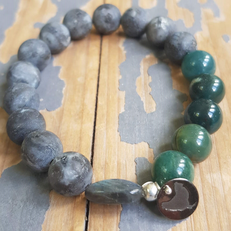 Unisex armband Hidden Greens, agaat en labradoriet