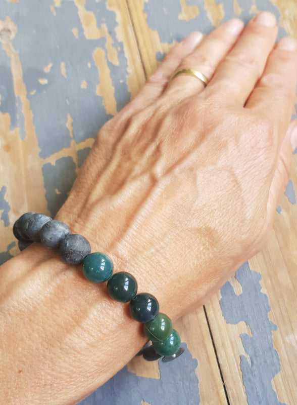 Unisex armband Hidden Greens, agaat en labradoriet