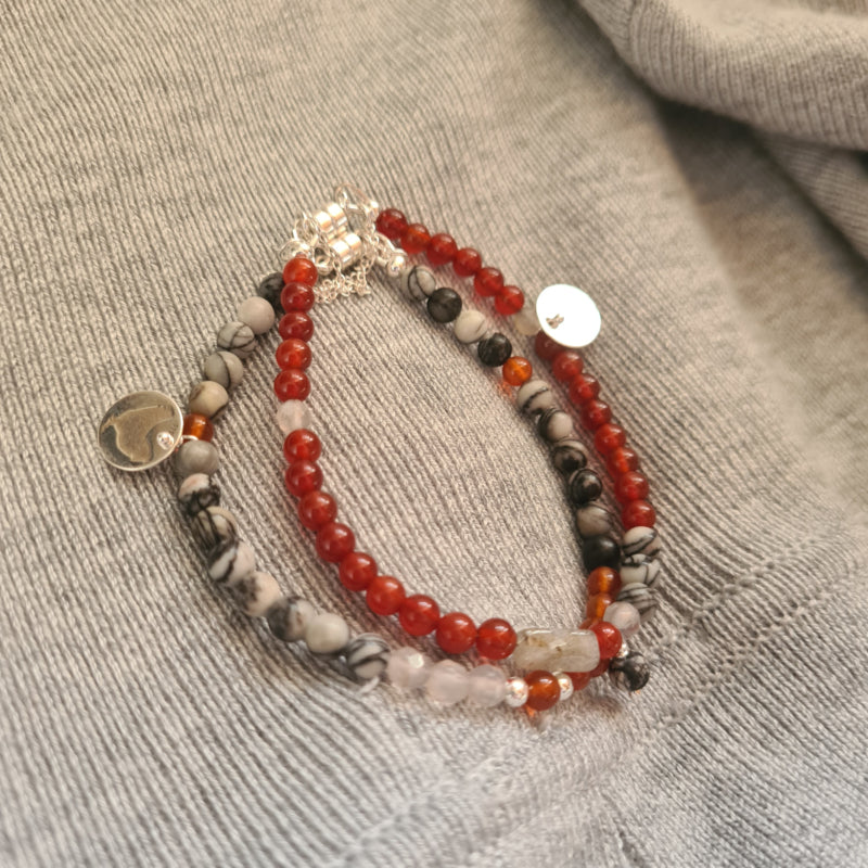 Armband Close to me, agaat, labradoriet en zebra jaspis
