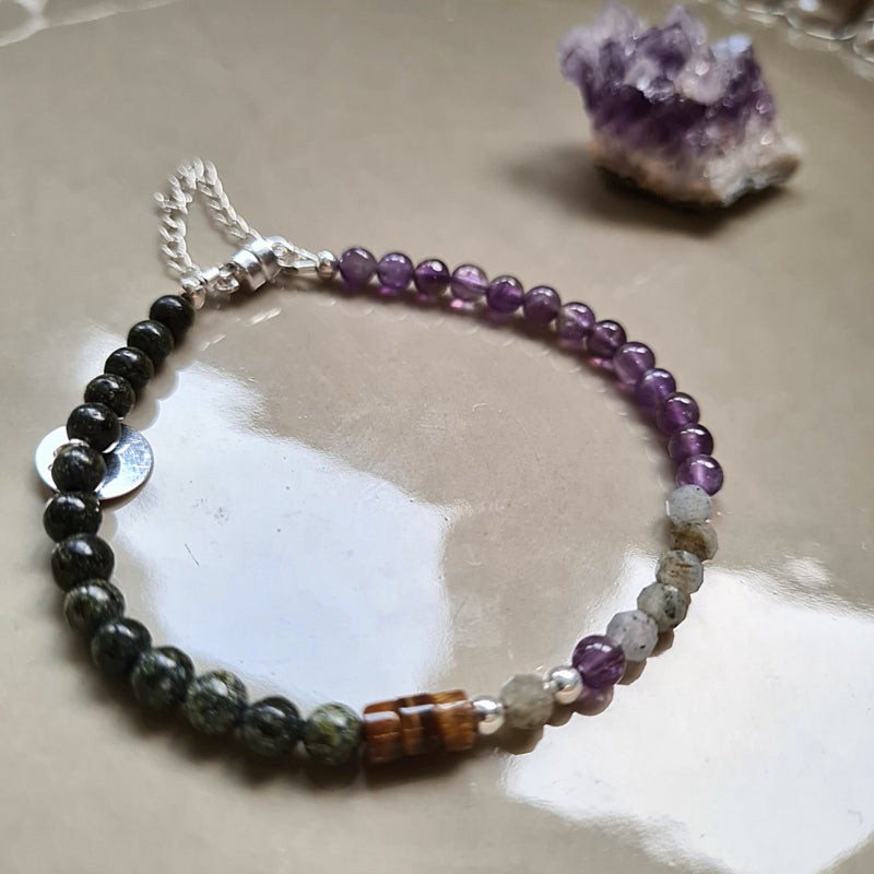 Armband Friends, amethist, labradoriet, zoisiet