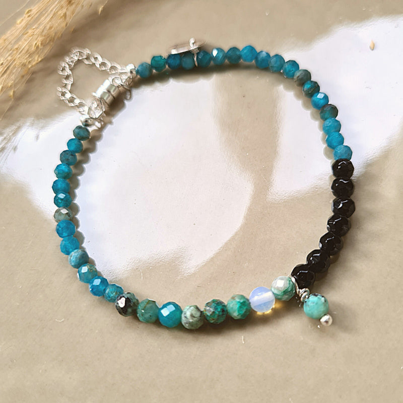 Armband Happiness, apatiet, onyx en chrysocolla