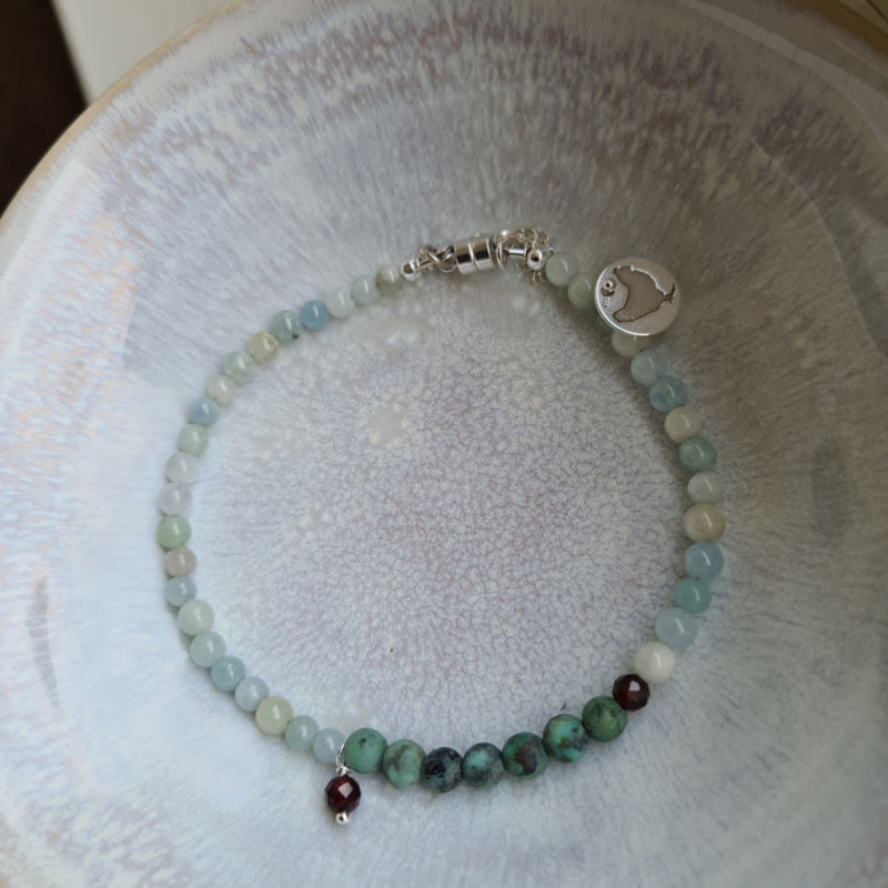 Armband Wishful, amazoniet en granaat