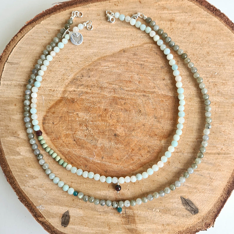 Ketting Sky, labradoriet en amazoniet