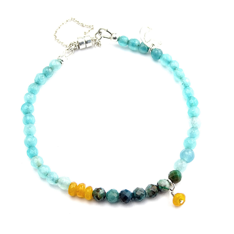 Set armbanden Amelie, tijgeroog, chrysocolla en agaat