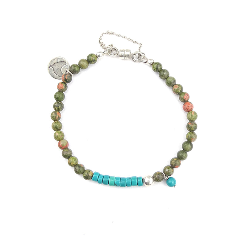 Armband Fern, unakiet en turquoise magnesiet