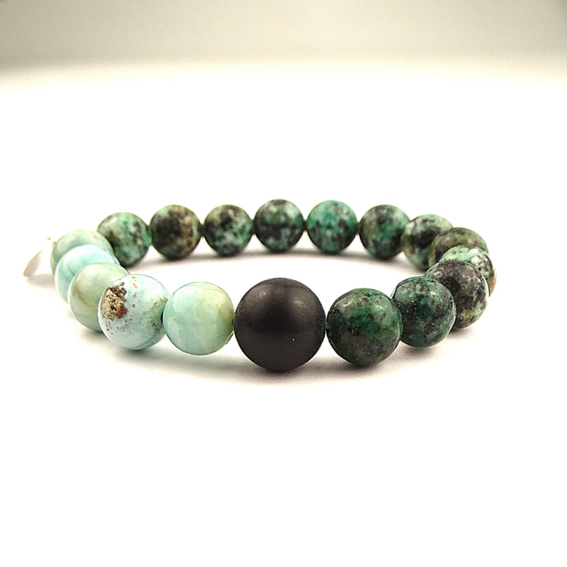 Unisex armband Hidden Ferns, afrikaans turquoise, agaat, onyx