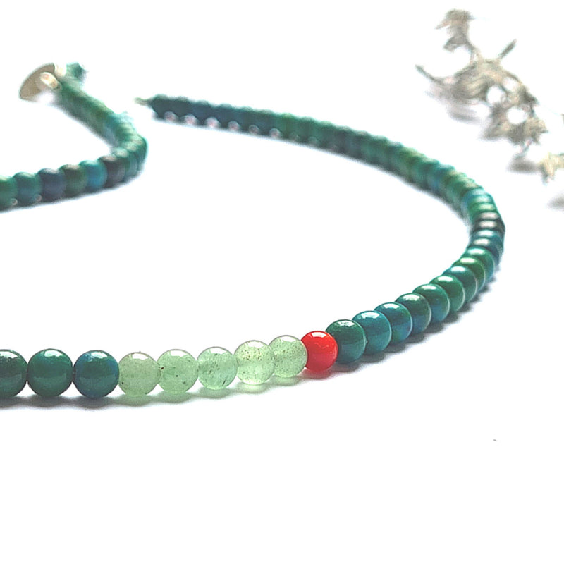 Ketting Green Wishes, aventurijn, koraal, chrysocolla