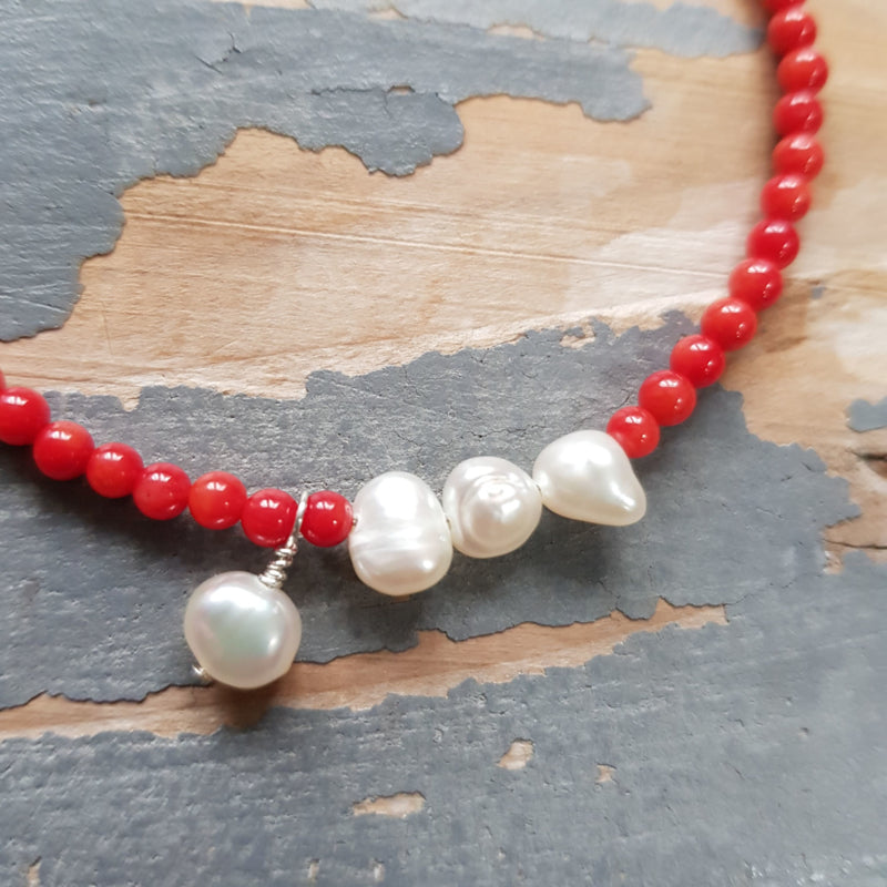 Armband Grace, parel, koraal en toermalijn