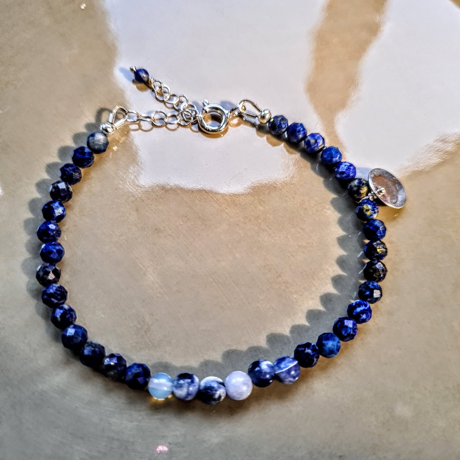Enkelbandje Blue Wisdom, lapis lazuli, sodaliet, maansteen