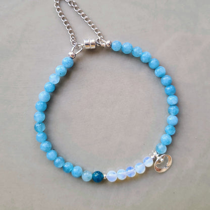 Armband Blue Heaven, chalcedoon, maansteen