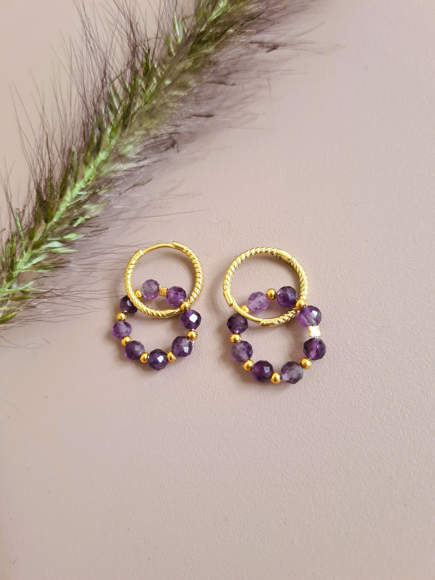 Oorbellen Purple Love, paarse amethist