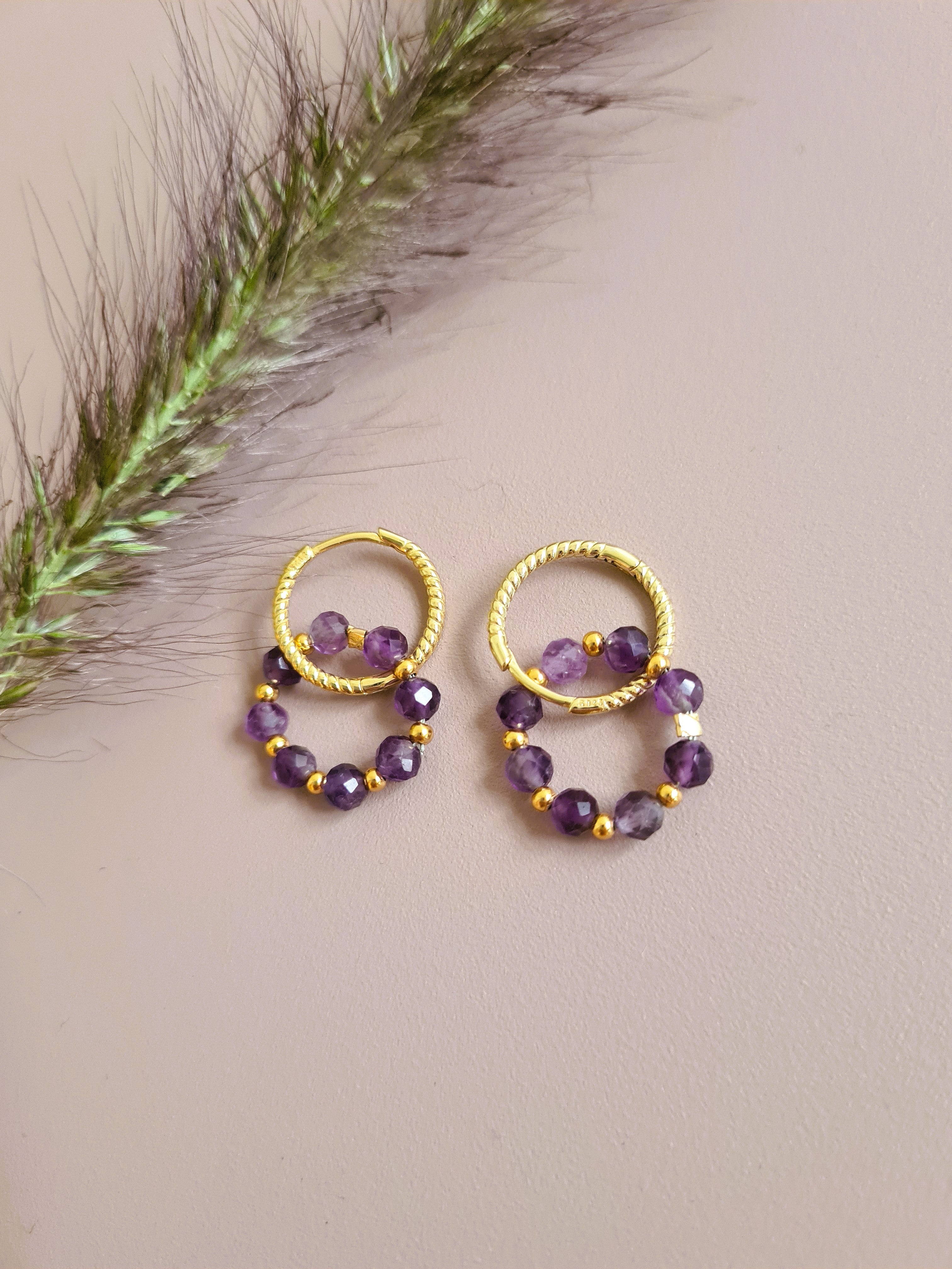 Oorbellen Purple Love, paarse amethist