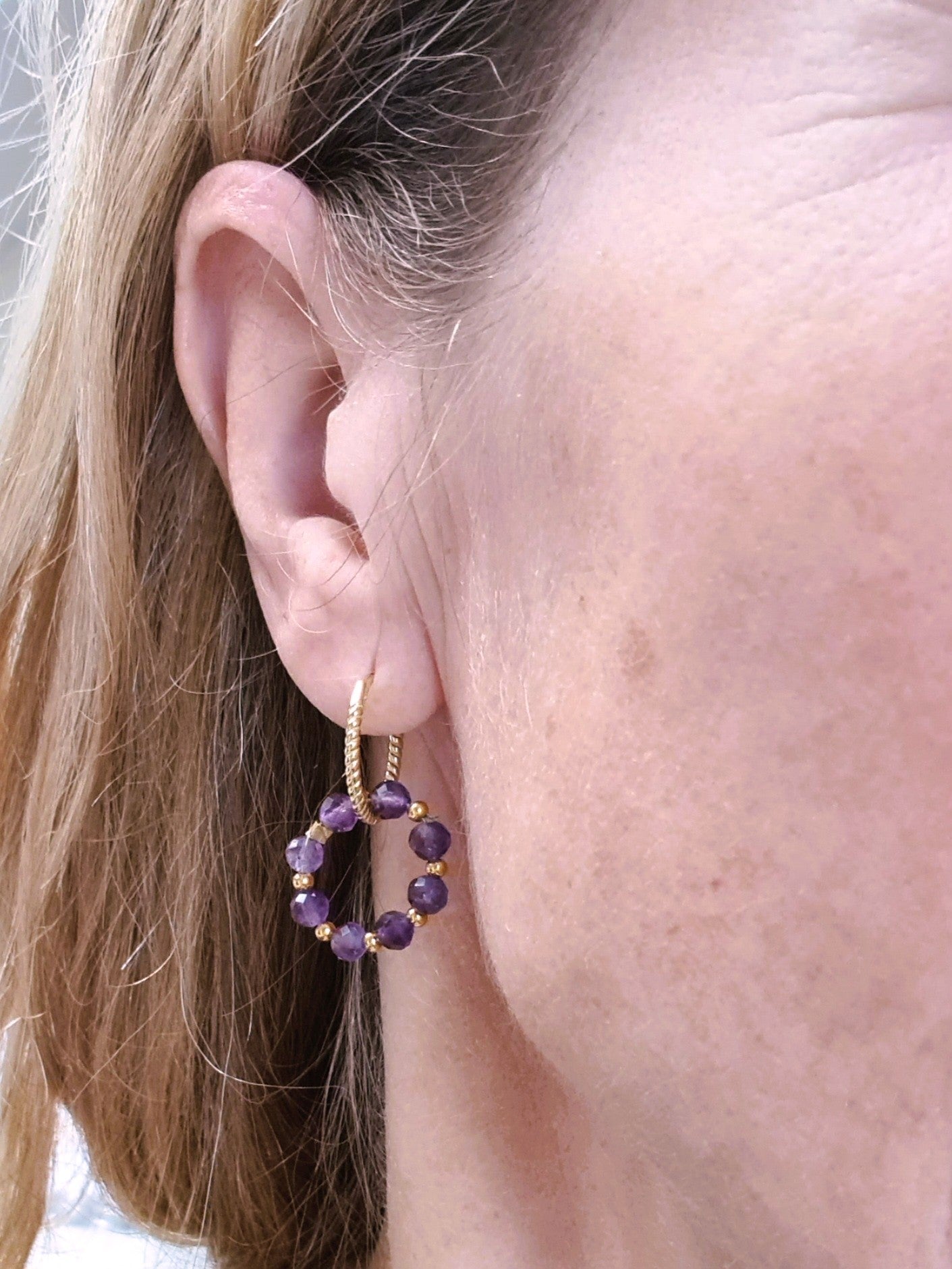 Oorbellen Purple Love, paarse amethist