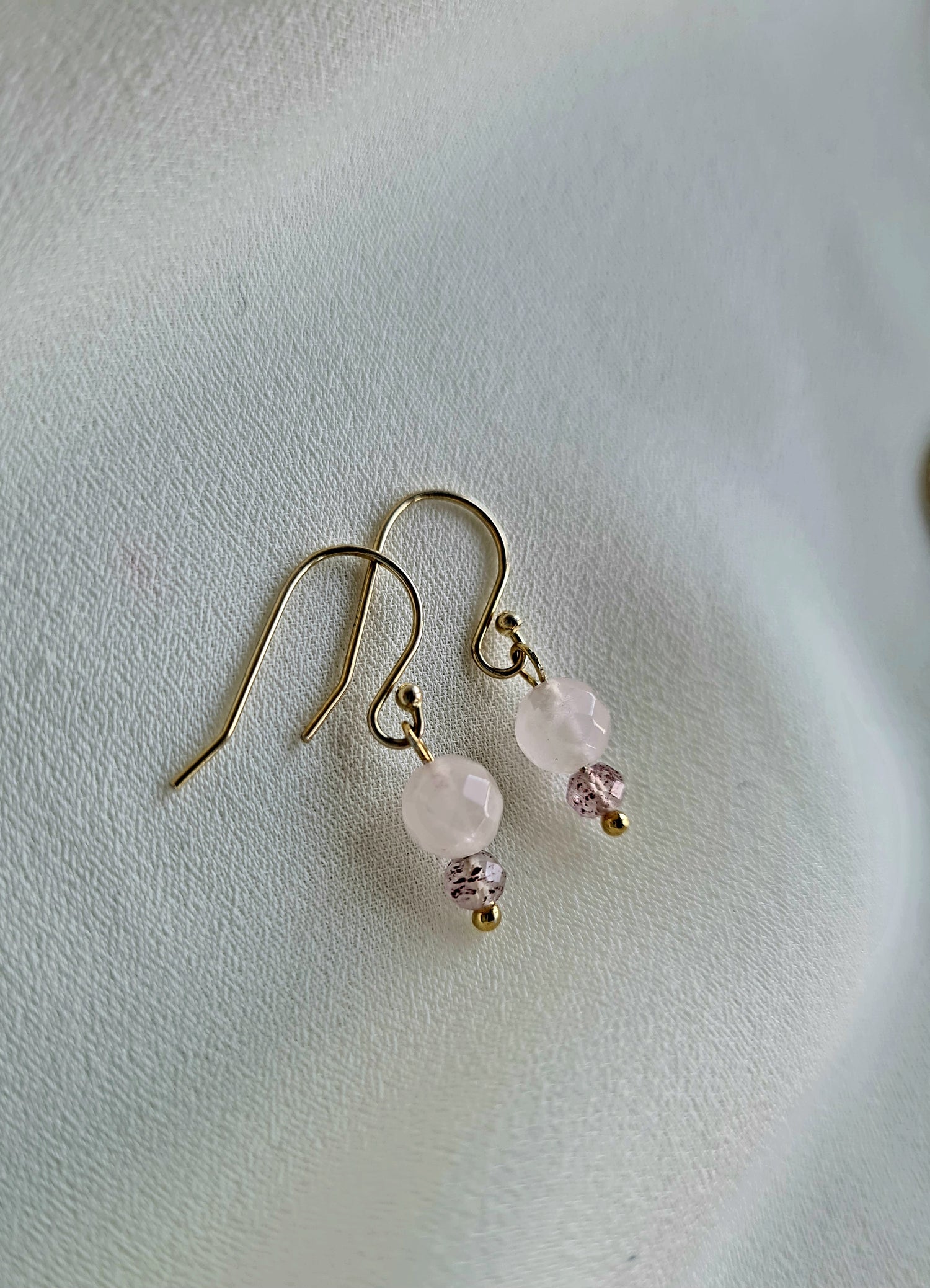 Oorbellen Forever, rozekwarts, aardbeienkwarts