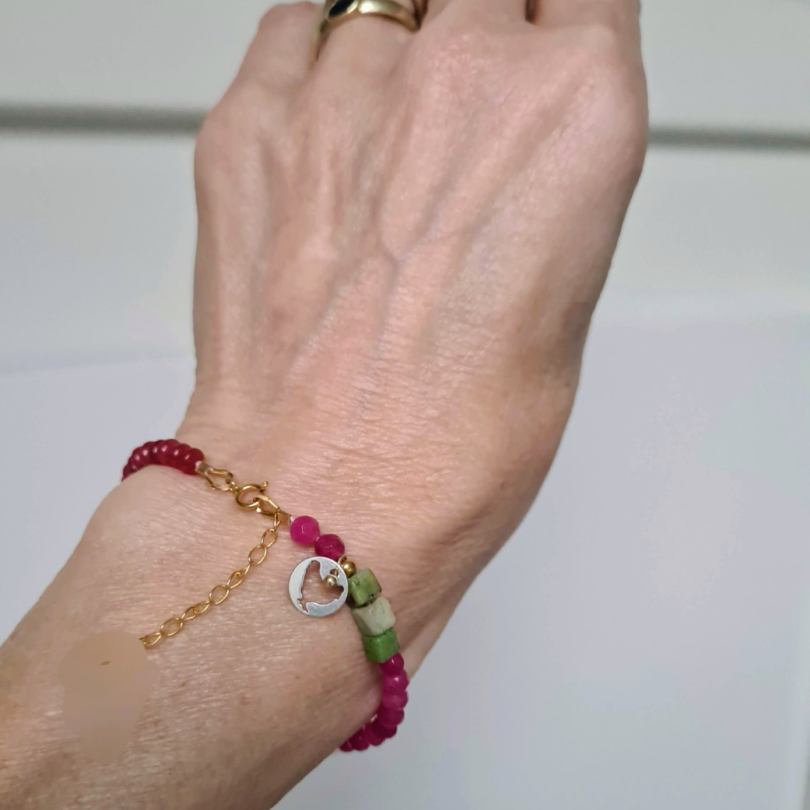 Armband Pink Love, rozekwarts, jade