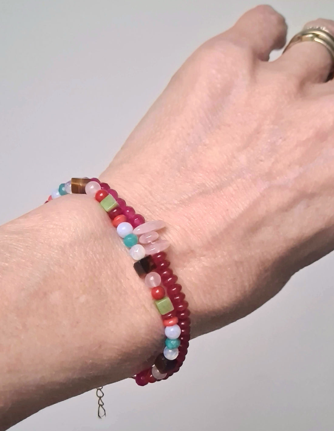 Armband Starlight, agaat, maansteen, koraal